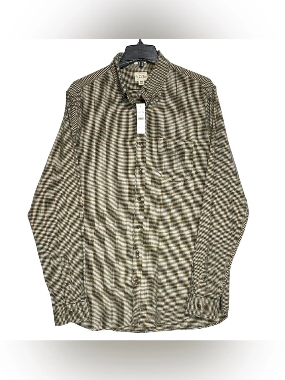 J. Crew Brushed Twill Houndstooth Shirt Button Down Men’s Medium Tall